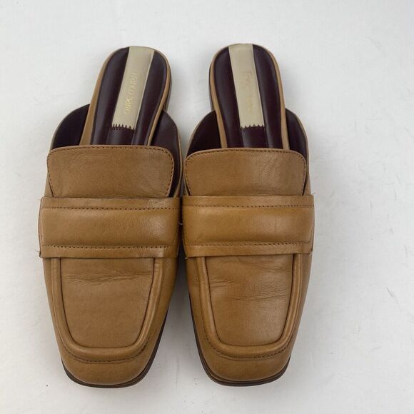 Franco Sarto Womens Duval Slip On Mule Shoes Size 7.5 M Tan Leather Square Toe - Picture 15 of 16